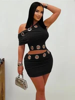 Joanna Metal Ring Irregular Skew Collar Skirt Set 3