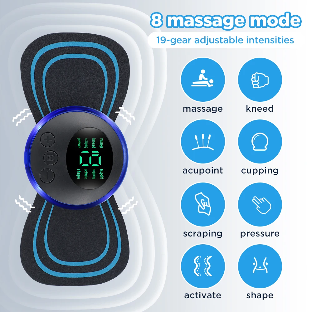 Remote Control Electric Neck Massager Set Smart Portable Rechargeable Cervical Massage Patch to Relax and Relieve Fatigue