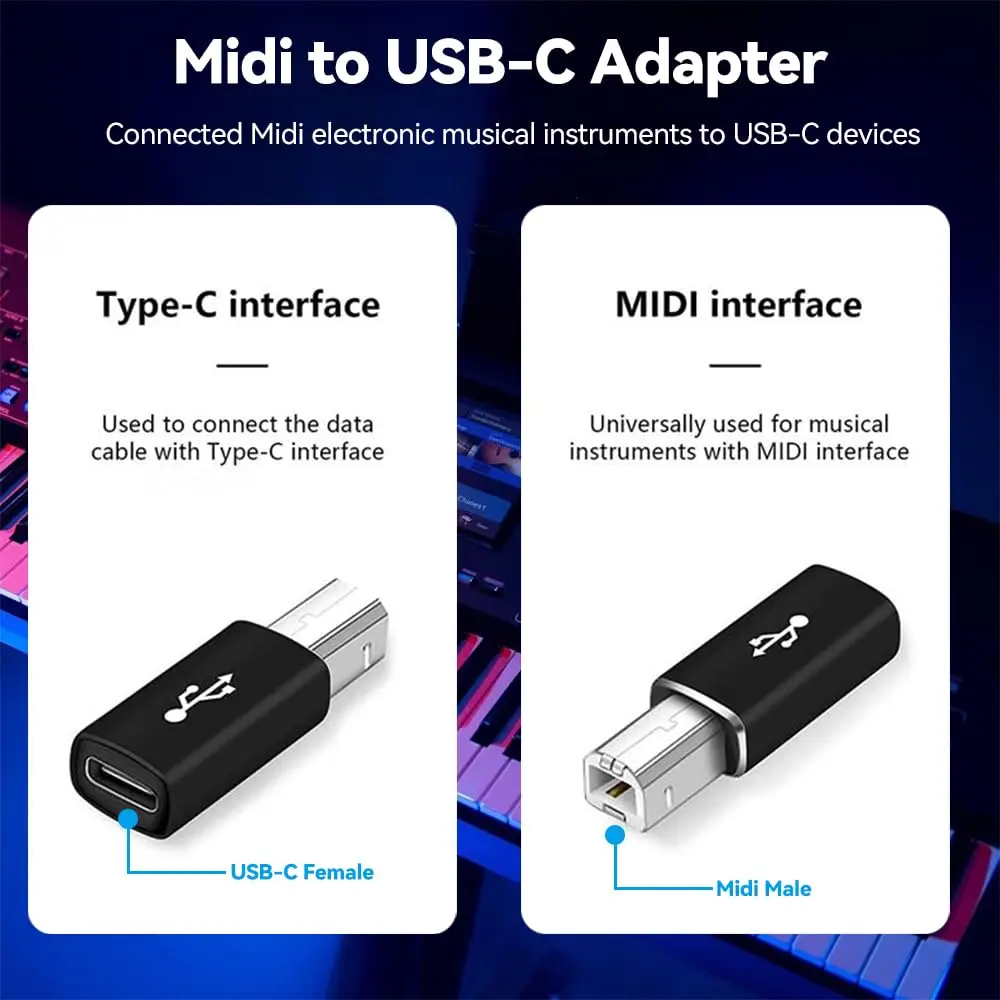 USB C To USB B Adapter Female To Male Connector For Scanner Printer Data Transfer MIDI 90&deg; Converter Electric Piano Organ usb to type c adapter type c adapter printer adapter