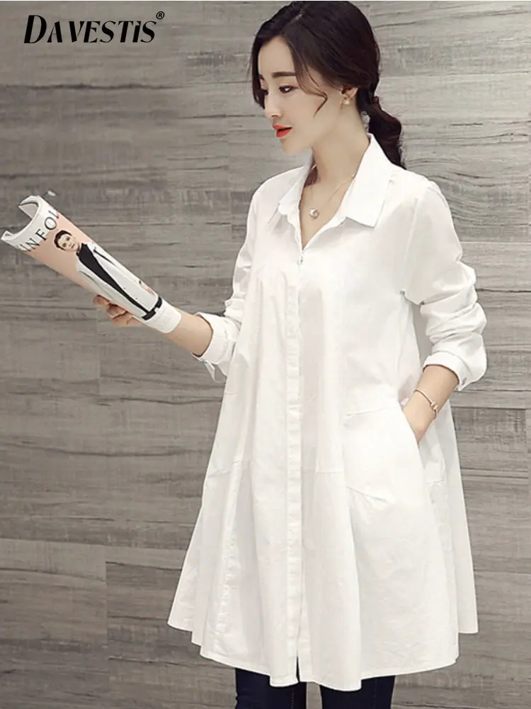

Oversized Shirts and Blouses Korean Fashion Women 2023 Spring Summer Loose Long Sleeve White Shirts Women Casual Mini Blouse