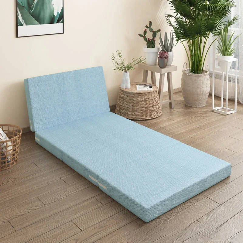 Simple Portable Folding Bed Thickened Four-Fold Sponge Nap Mattress Office Tatami Adult Escort Bed For Home Sleeping Mat Floor