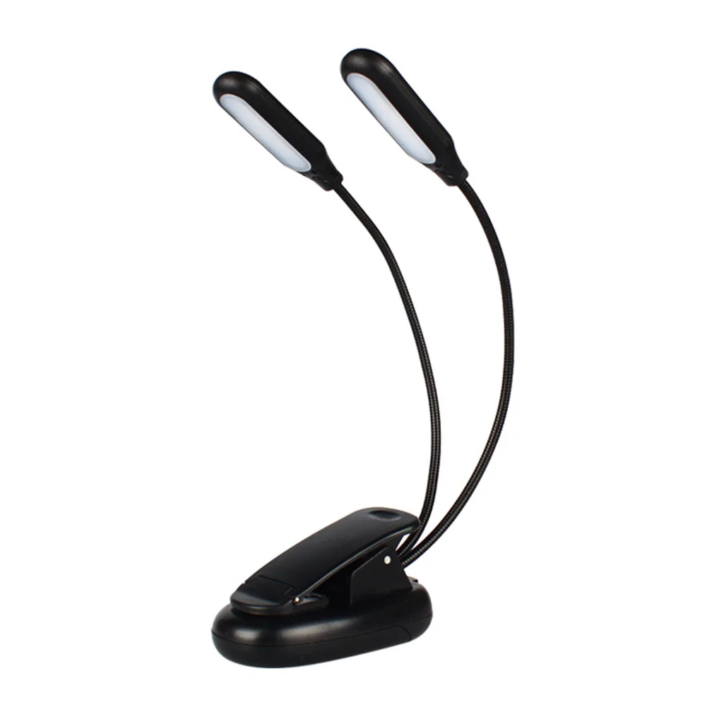 

10 LED Bedroom Flexible Dual Arms Stand Adjustable Gooseneck Travel Convenient Desk Lamp Battery Operated Reading Light Clip On