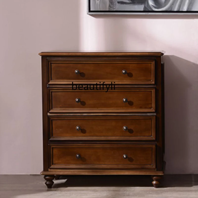 

American Country Chest of Drawers Solid Wood Chest of Drawers Living Room Drawer Locker Hallway Side Cabinet