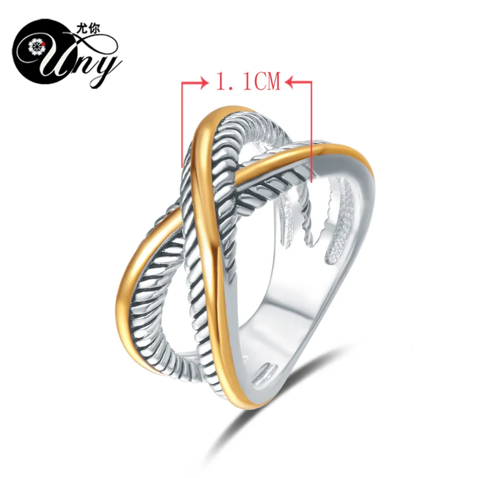 UNY Twisted Cable Ring – Two-Tone Gold & Silver, Cubic Zirconia, Vintage Inspired Women’s Jewelry Gift - View #10