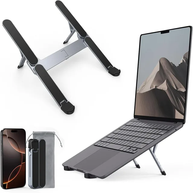 [Ultra Compact] Support en aluminium pour ordinateur portable pliable et pliable pour bureau, support de tablette léger pour les voyages d'affaires 1