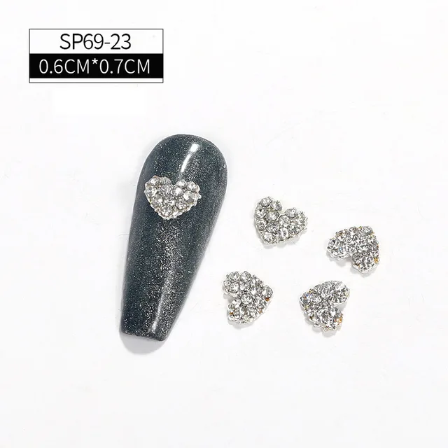 LEAMX 10 Pcs Nail Supplies 3D Charms Rhinestone Nail Art Decorations Pretty Girl Nails DIY Alloy Gemstone Nails Diamond Jewelry SP0069-23