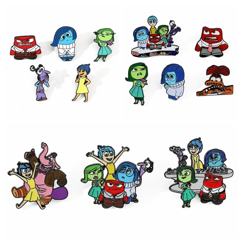 Iconic Brand Inside Out Pins & Badges Anime Cartoon Character brooch Cute Enamel Pin Intensa Mente Backpack Clothing Metal Badge Gift