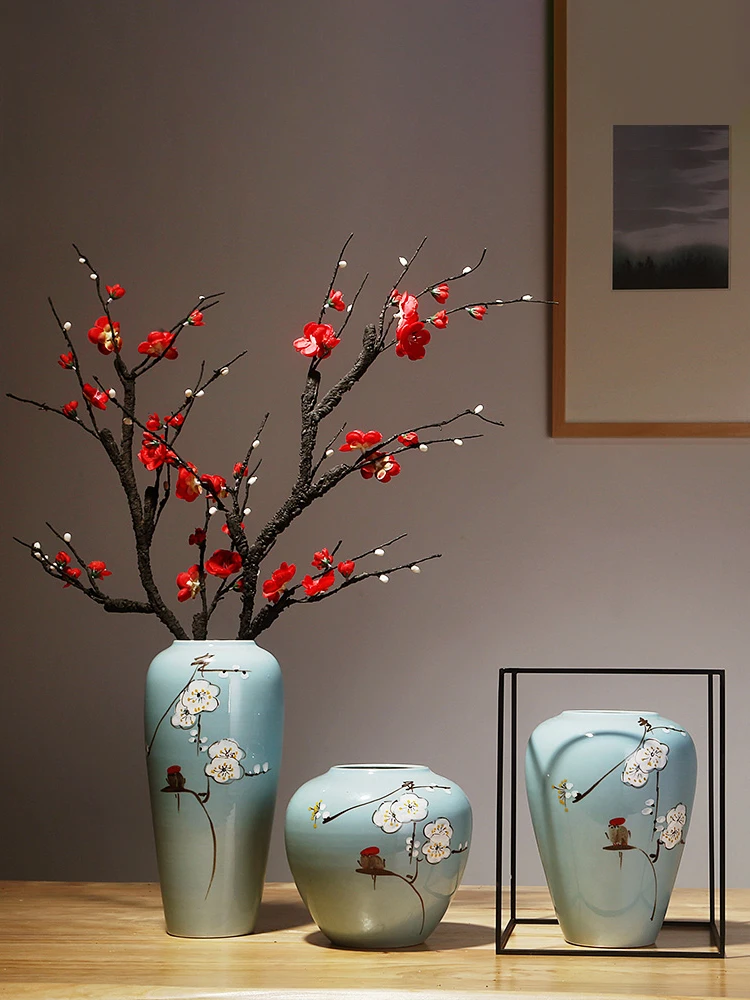 

Jingdezhen Ceramic Vase, New Chinese Home Decoration Simulation, Dry Flower Living Room, foyer, flower arrangement, decoration,