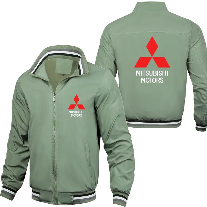 Mitsubishi car logo print Fashion Casual Striped Men's Bomber Jacket 2022 Spring Autumn Jackets High Quality Men's Clothing