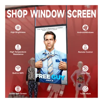 32 43 55 Inch 4k Semi-outdoor Poster Android Monitor Advertising Players Lcd Display Screen Shop Window Facing Digital Signage 2