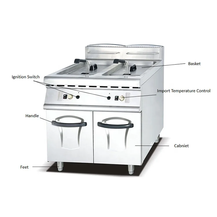 40 Liter Commercial Restaurant Kitchen Equipment Fast Food French Fries/Chicken/Churros Frying Machine Gas Deep Fryer three tank gas fryer commercial kitchen equipment grill deep fryer machine frying machine