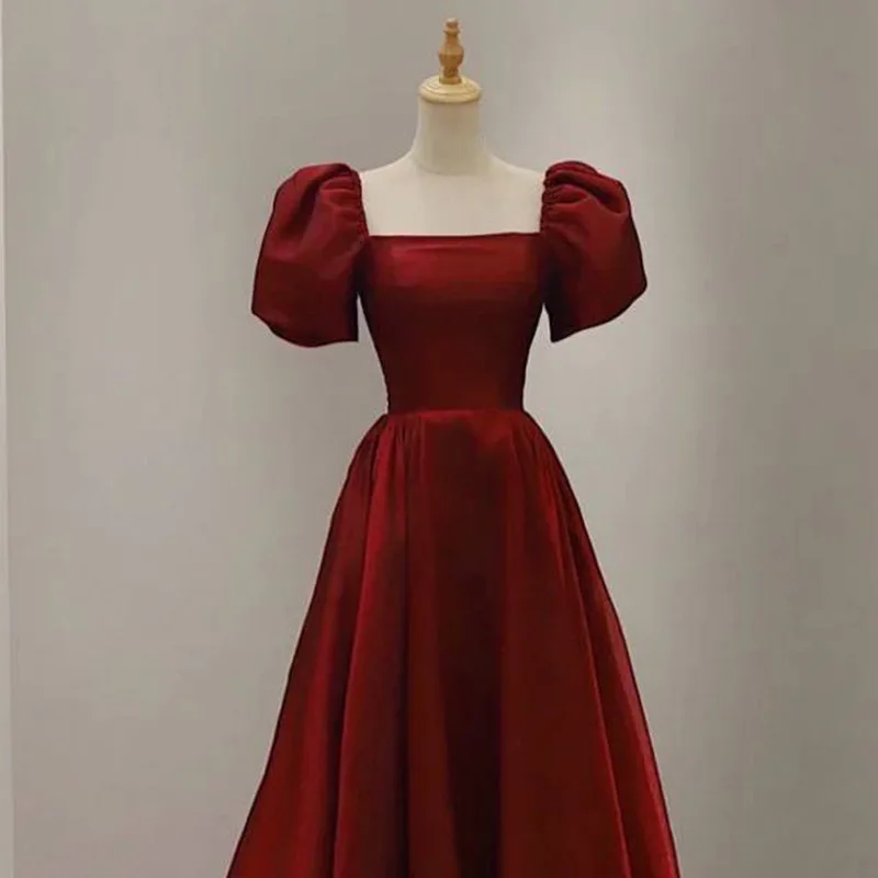 KAUNISSINA Prom Dresses Long Square Collar Evening Party Gowns Solid A-Line Vintage Special Occasion Formal Dress Custom Made cute prom dresses