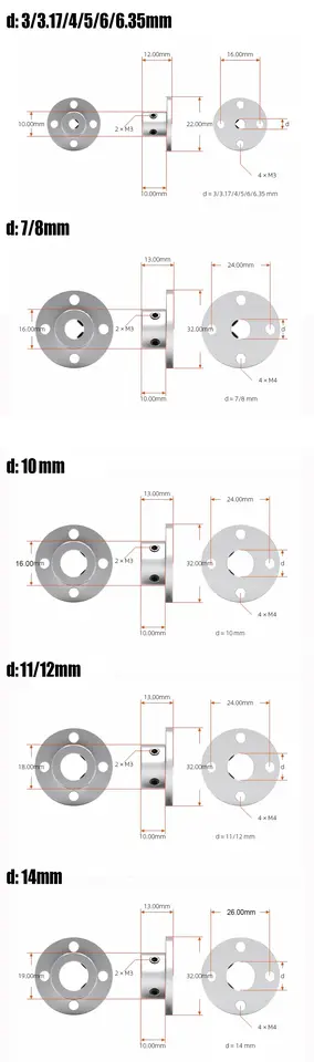 Flange coupling motor guide shaft coupling 3mm 3.17mm 4mm 5mm 6mm 6.35mm 7mm 8mm 10mm 11mm 12mm 14mm motor support connector image 3