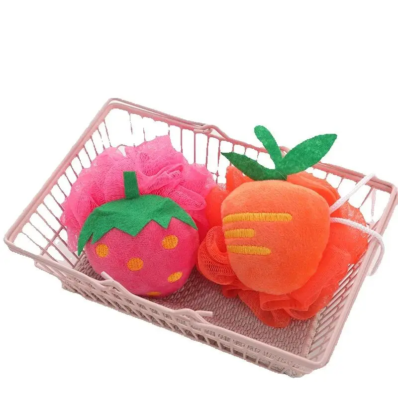 Baby Bath Brush Cartoon Fruit Shape Soft Baby Bath Sponge Shower Ball Children Newborn Infant Bathing Product Cleaning Care Tool
