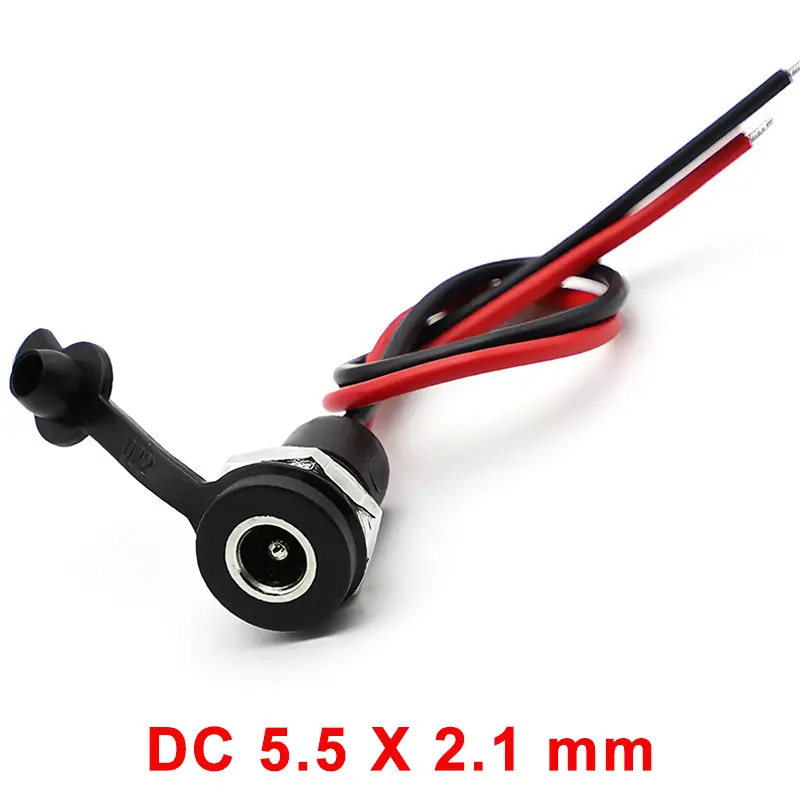 1/5/10pcs DC 5.5 X 2.1mm 5.5X2.5mm Battery DC Power Female Socket Waterproof Connector with 2 Pin 18AWG Pigtail Wire Cable DIY image 7