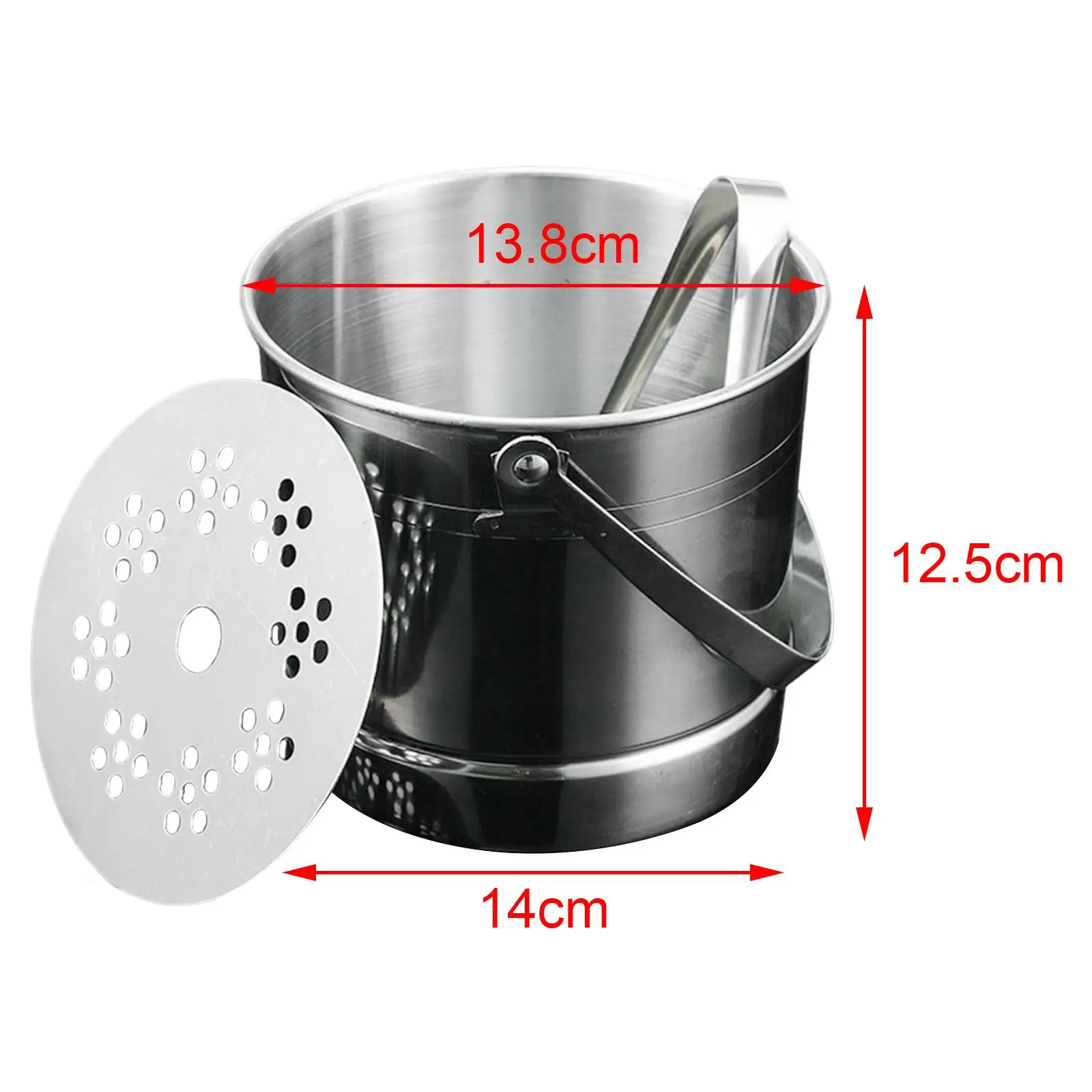 Portable 1L Stainless Steel Ice Bucket Ice Barrel with Clamp for Bars,Club, Hotels and Restaurants Cube Container
