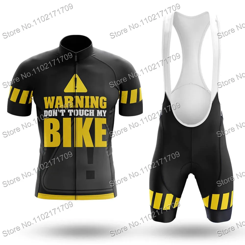 2022 패션 노란색 남성 사이클링 의류 세트 내 자전거를 만지지 마십시오 MTB Maillot 여름 도로 자전거 셔츠 정장 자전거 턱받이 반바지