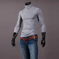 New Men's handsome half turtleneck bottom shirt,  gentle and comfortable, suitable for autumn, winter, senior undershirt 2