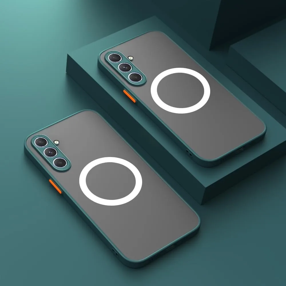 Enhanced Armor Matte Magnetic Phone Case with Frosted Wireless Charge Cover