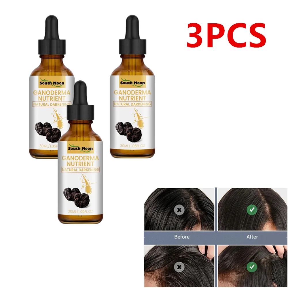 Hair Treatment 3Pcs Grey Hair Reverse Serums Ganoderma Nutrient Natural Darkening Serums 30ml Anti-Greying Hair For Promoting Healthier