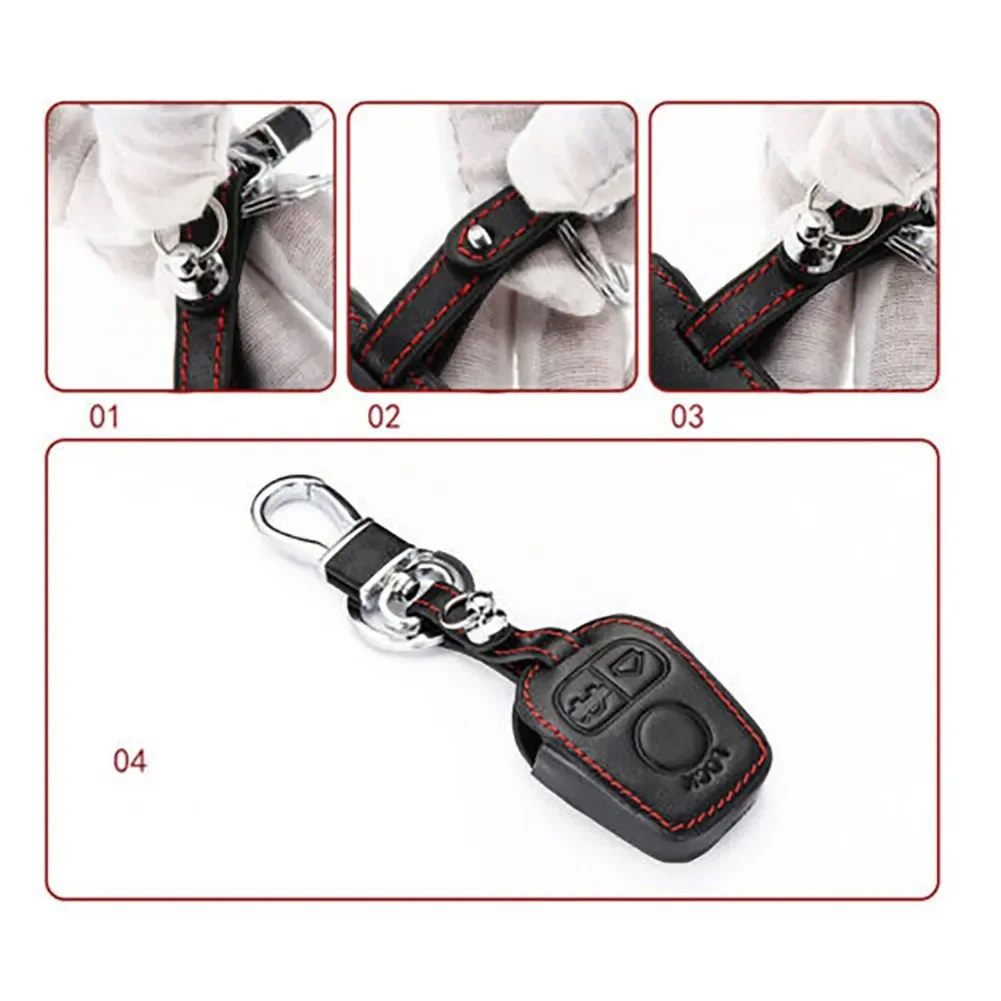 Black Leather Key Chain Cover Case For BMW E34 E36 E38 E39 E46 3 5 7 Add a Touch of Sophistication to your Key