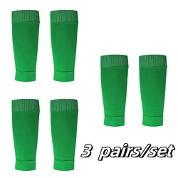 3 Pairs Unisex Soccer Shin Guard Sleeves and Socks Set (Green)