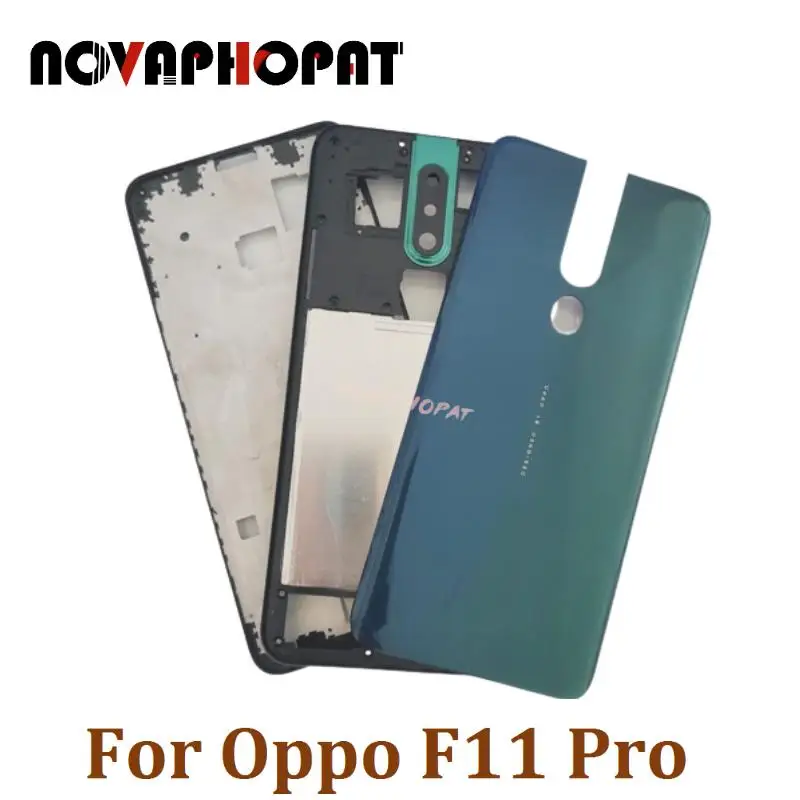

Задняя крышка для Oppo F11 Pro, лицевая пластина для ЖК-дисплея, средняя рамка, батарейный отсек, стекло, Боковая кнопка