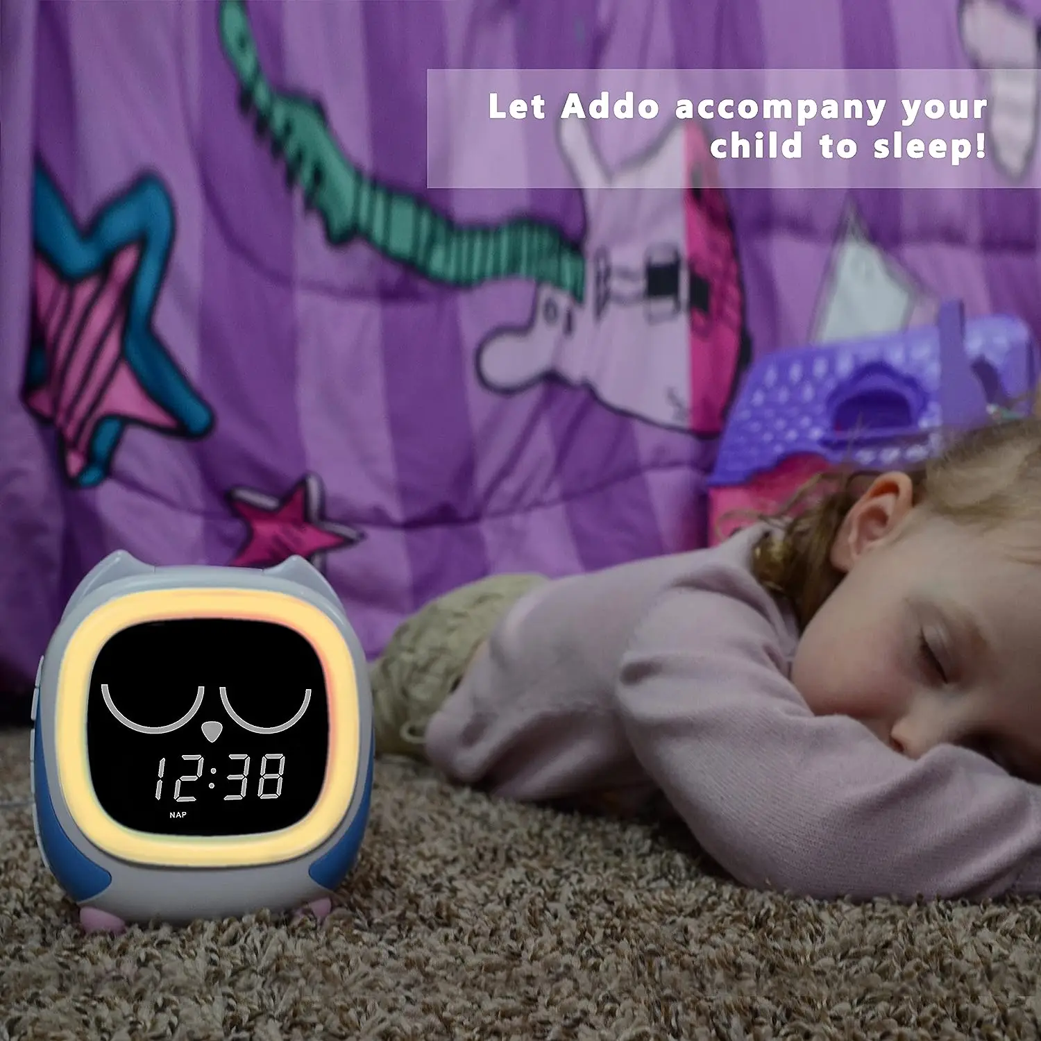 Description Picture 5 of itemAddo Kids Alarm Clock: Sunrise/Sunset Lamp, Sleep Trainer, Bluetooth Music, White Noise, Owl Design, Model iTOMA CKS912
