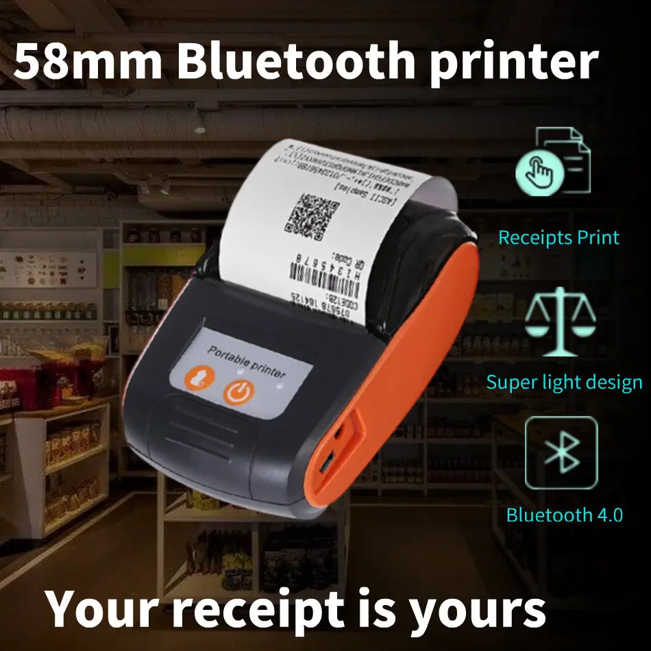 Wireless Portable Receipt Printer Mini Bluetooth Thermal Printers
