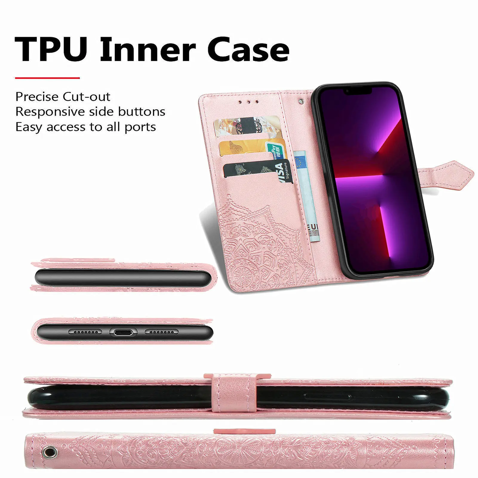 Elegant Flip PU Leather Wallet Case with Magnetic Card Slot Holder
