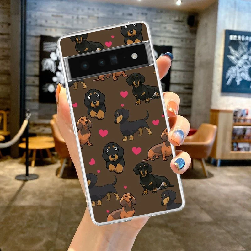 Clear Phone Case with Cute Dachshund Bulldog Design - Soft TPU Cover