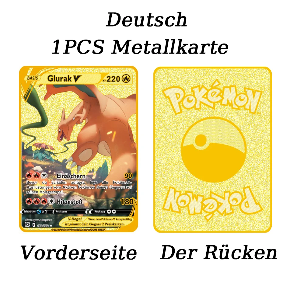 Newest Pokemon Vmax V GX EX Shiny Gold Metal Card PV French Game Tag Team  Fighting Ordering Series Child Christmas Gift - AliExpress