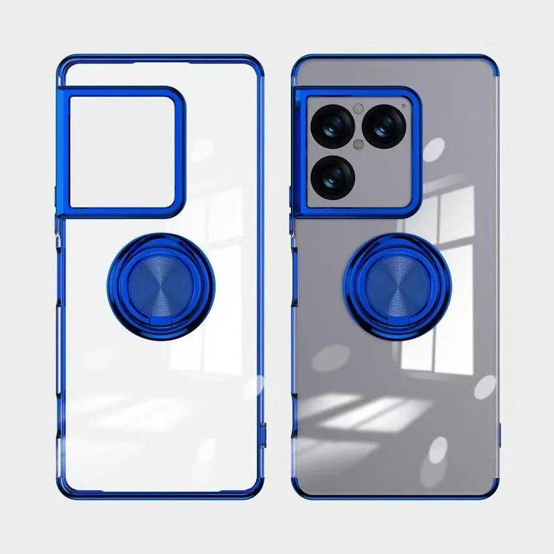 Transparent Soft Back Case with Ring Stand and Clear Cover Protection