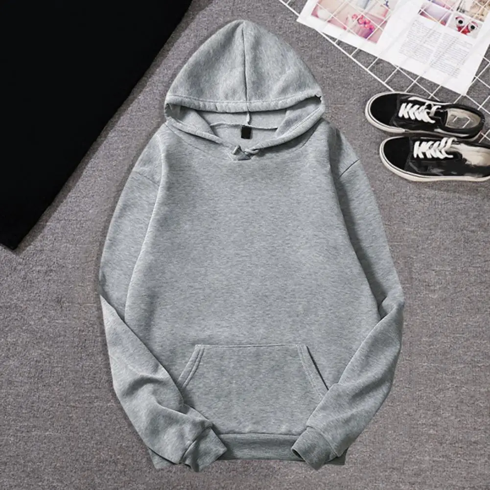 

Patch Pocket Hoodie Versatile Unisex Hoodie Stylish Drawstring Pullover with Soft Fabric Elastic Cuffs Patch Pocket for Men
