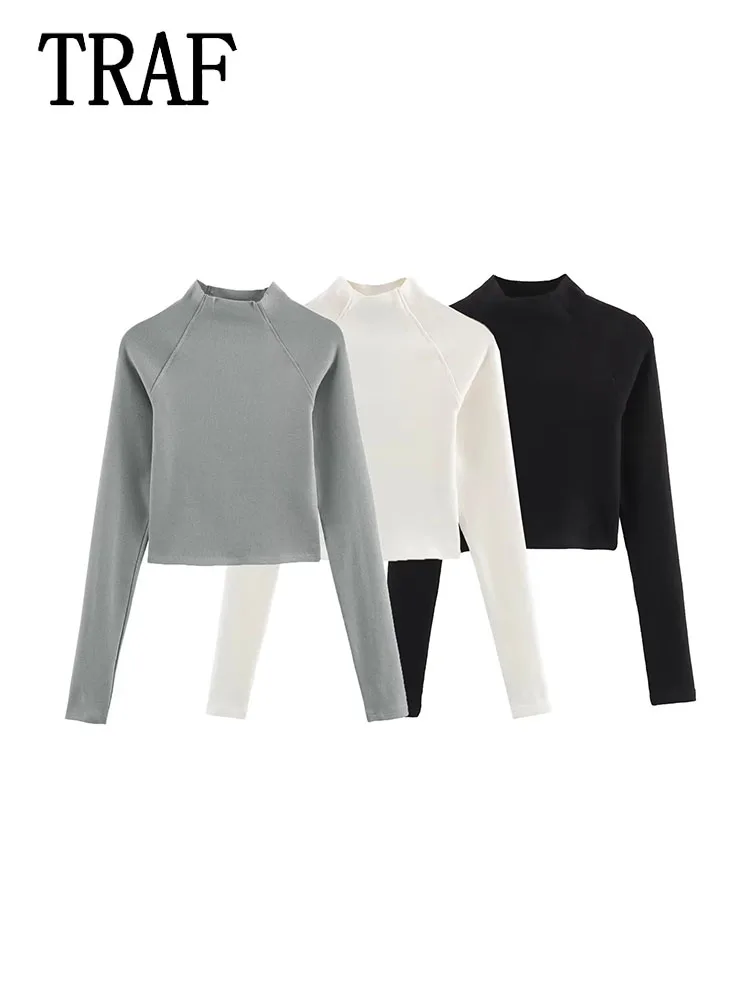 

TRAF Women Long Sleeve Bustier Top Woman Streetwear Backless Tops 2024 Spring Autumn Female Long sleeve Top