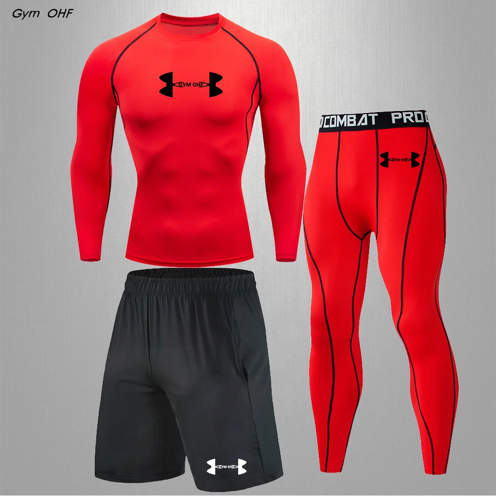 Boxing MMA Sport Suits Work Out Compression Suits Men Exercise Gym Fitness Running Tights Shorts Sets Rash Guard Tracksuits Men sport t shirt fitness clothes compression t shirt men t shirts