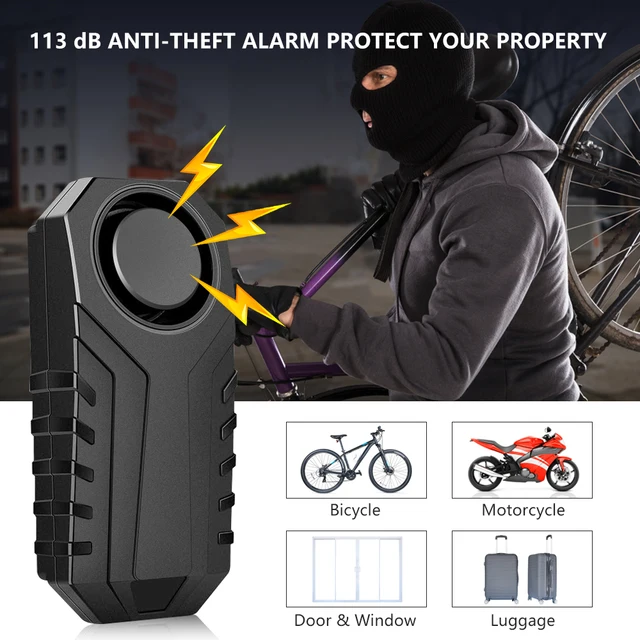 Wsdcam 113dB Bicycle Alarm IP65 Waterproof 7 Levels Sensitivity 3 Volume Adjustment  Type-C Rechargeable Bike Alarm System Horn 5