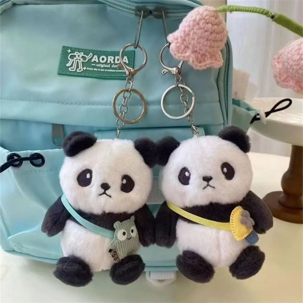 

PP Cotton Cute Panda Keychain Trend Korean Style Doll Car Key Ring Plush Christmas Gift