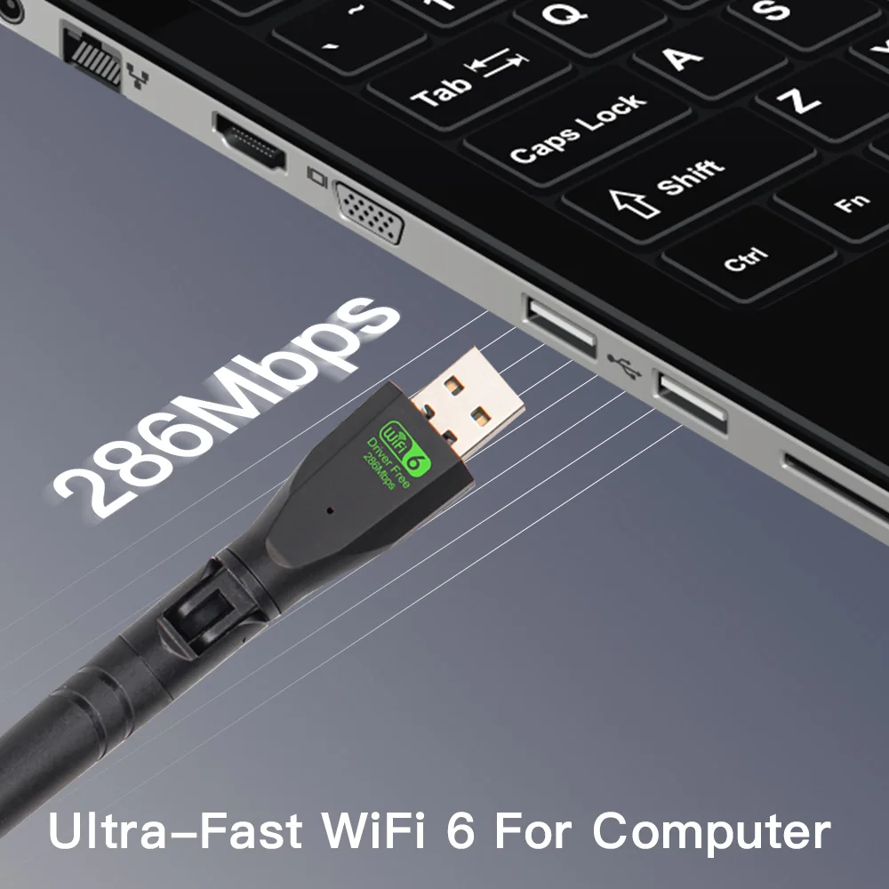 무선 어댑터 Wlan 신호 리시버, 고이득 안테나 포함, Win7/10/11 드라이버 무료, WiFi6 2.4G, USB2.0, AX300, 802.11n