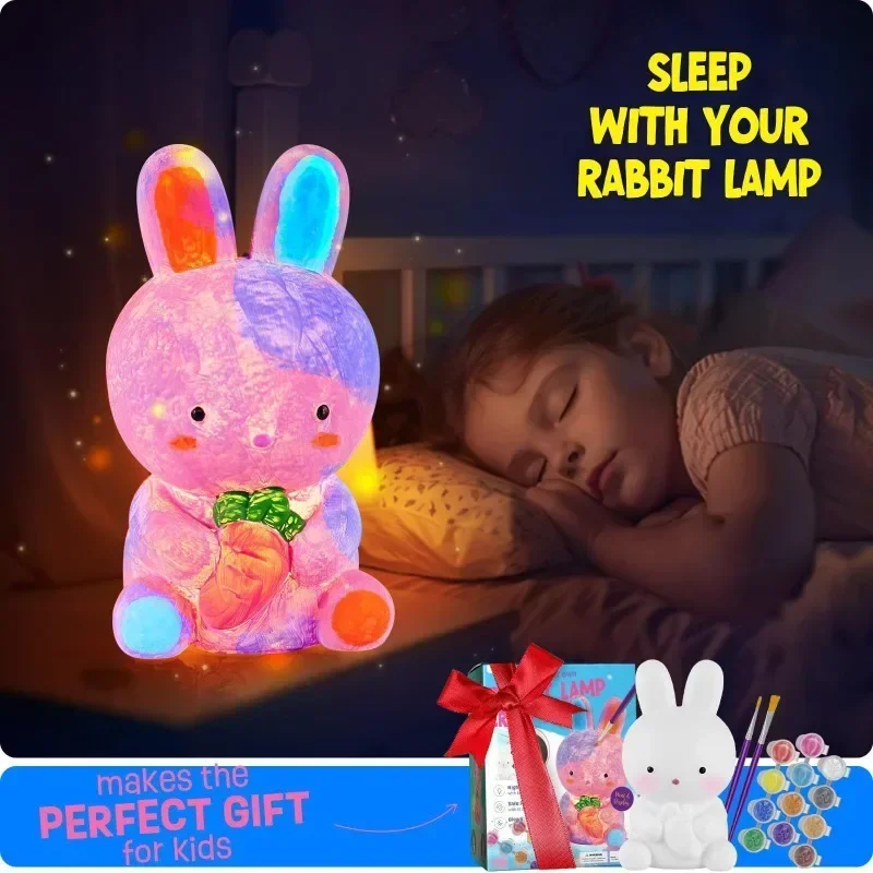 Kit Artistico per Dipingere la Tua Lampada a Forma di Gatto, Cervo o Unicorno, Set per Pittura Graffiti, Decorazione Fai-da-Te per Camera da Letto, Luce Notturna, Regalo per Bambini - immagine 2