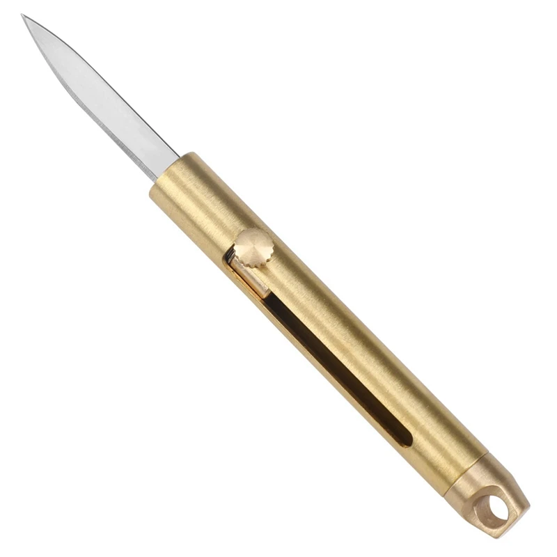 

1 PCS Small Pocket Knife Mini Utility Knife Box Cutter, Retractable Brass Package Letter Opener, EDC Tool