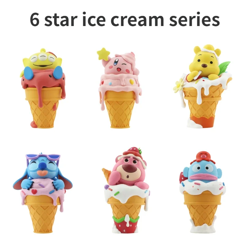 

Superstar Ice Cream Series Anime Figure Disney Character Toy Story Lotso Stitch Alien Cute Figurine Gift Toy for Children 6pcs
