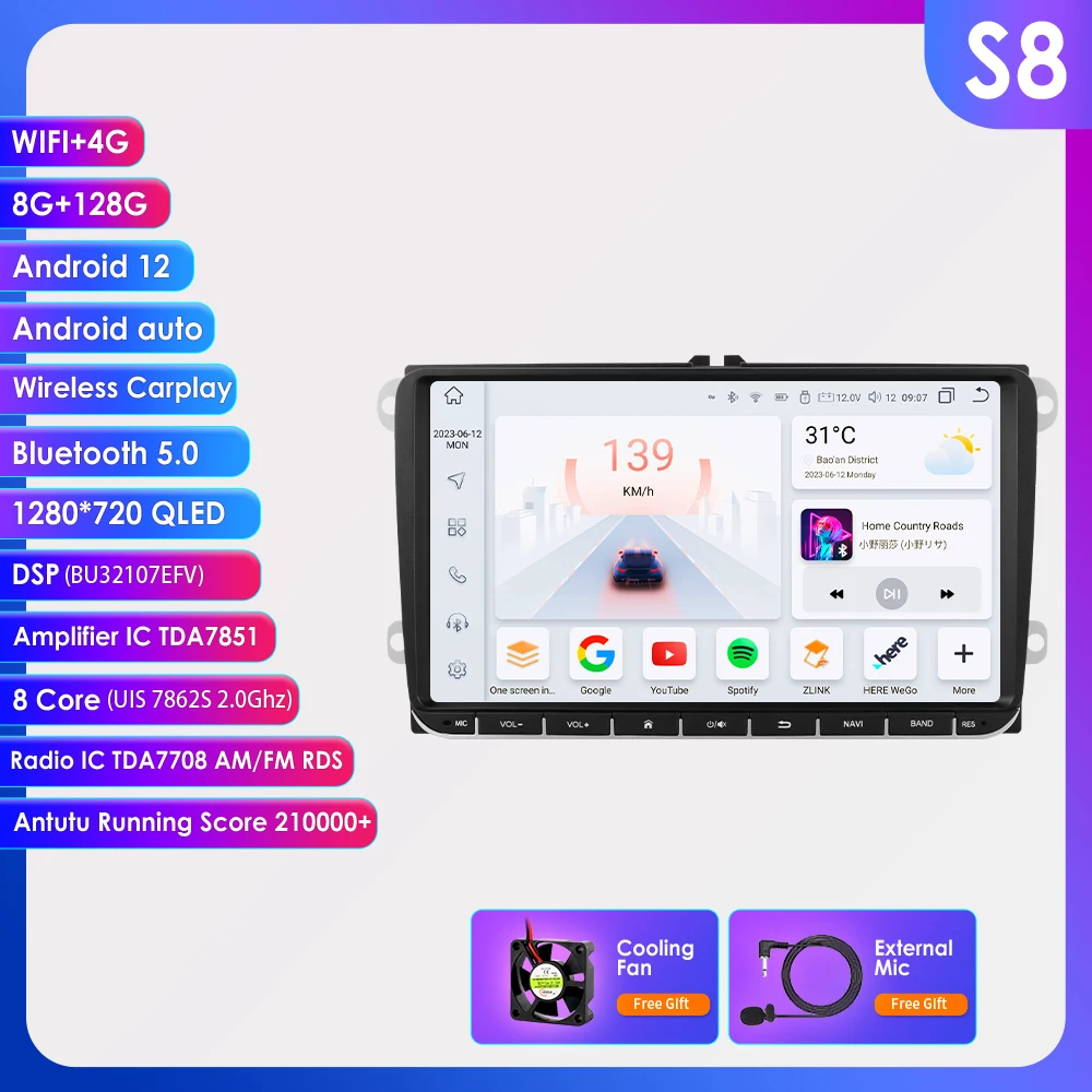 Chedux Android 12 Autoradio Für Vw Golf 5 Polo 6 Passat B6 Cc Caddy Radio Touran Scirocco Jetta Skoda Android Auto Carplay