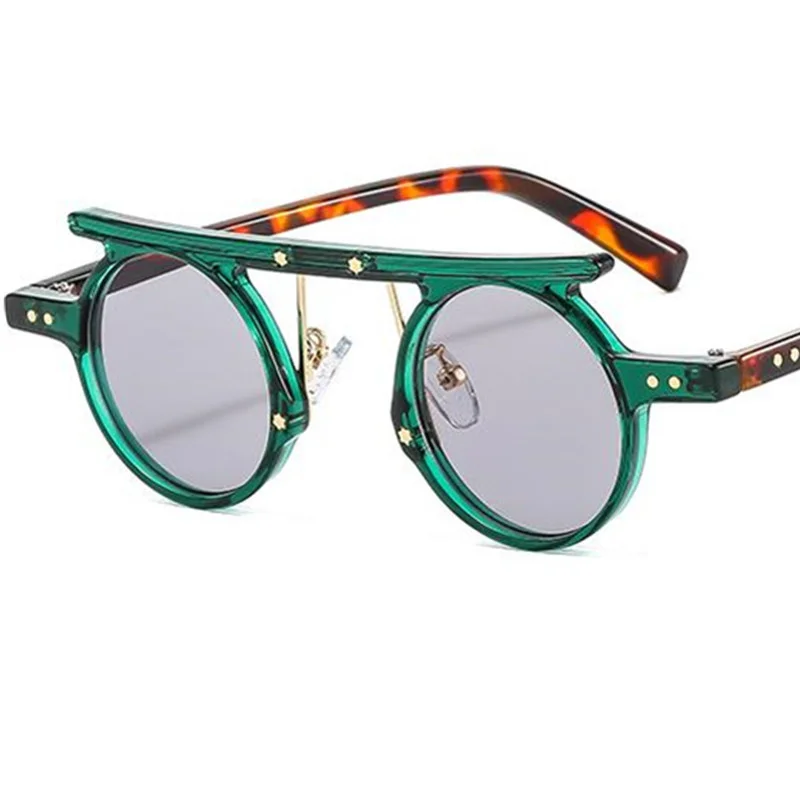 

Punk Sunglasses Hip Hop Unisex Sun Glasses Single Beam Adumbral Anti-UV Spectacles Round Eyeglasses Personality Ornamental