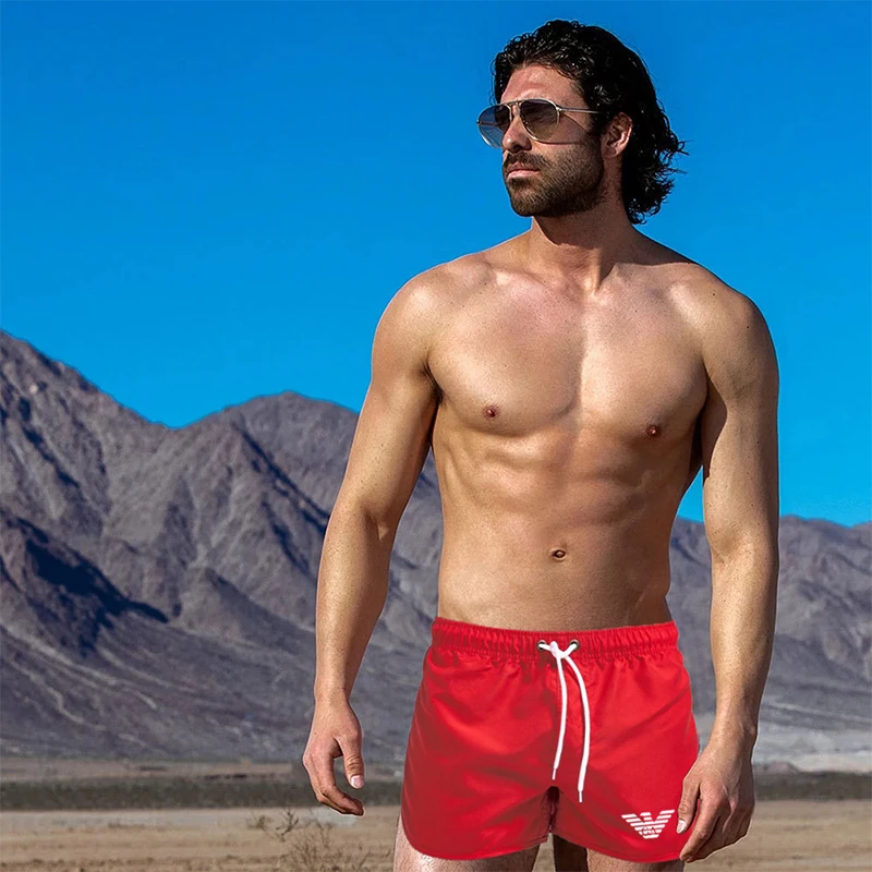 Summer Men's Beach Shorts New Simple Printed Fitness Sports Casual Elastic Waist Drawstring Male Surfing Board Short Pants S-3XL Summer Men's Beach Shorts New Simple Printed Fitness Sports Casual Elastic Waist Drawstring Male Surfing Board Short Pants S-3XL