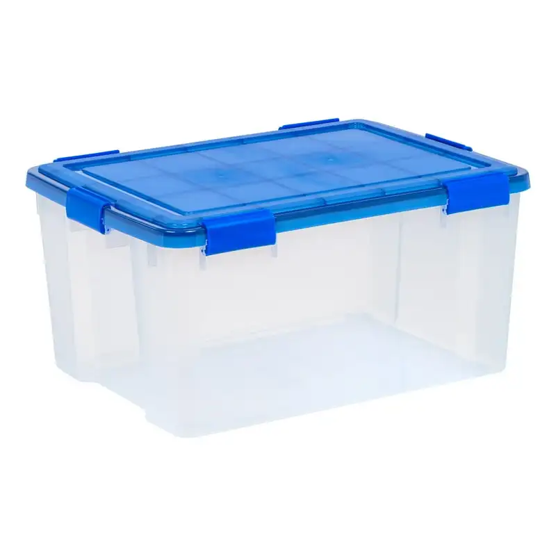 

USA, 62 Quart WeatherPro™ Gasket Clear Plastic Storage Box with Blue Lid