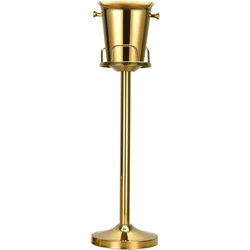 Champagne Bucket with Stand,Ice Bucket with Stand Stainless Steel Wine Chiller On Stand 12Lb Hammered Tall Ice