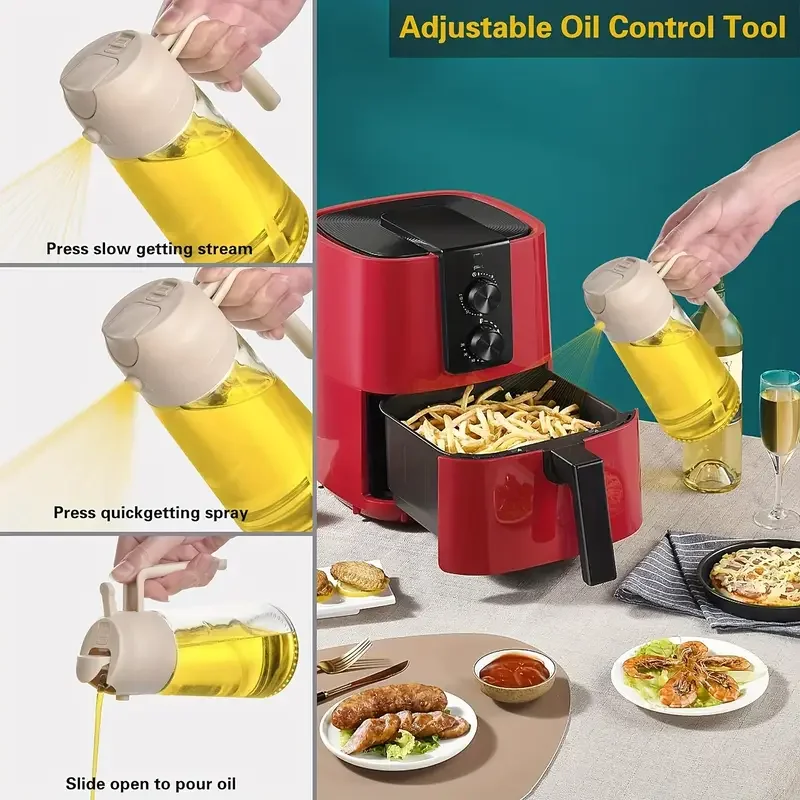 2-in-1 Glass Oil Dispenser and Sprayer Oil Sprayer Bottle Air for Fryer BBQ Salad 17oz/470ML Glass for Cooking oil spray bottle spray bottle oil sprayer oil spray dispenser oil dispenser
