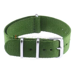 Black Nylon Army Sports Watch Strap with Buckle and Belt Pins - 18mm (Green)