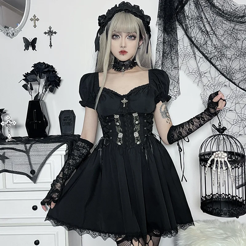 Casual Gothic Lolita Dress Japanese Gothic Retro Casual Style